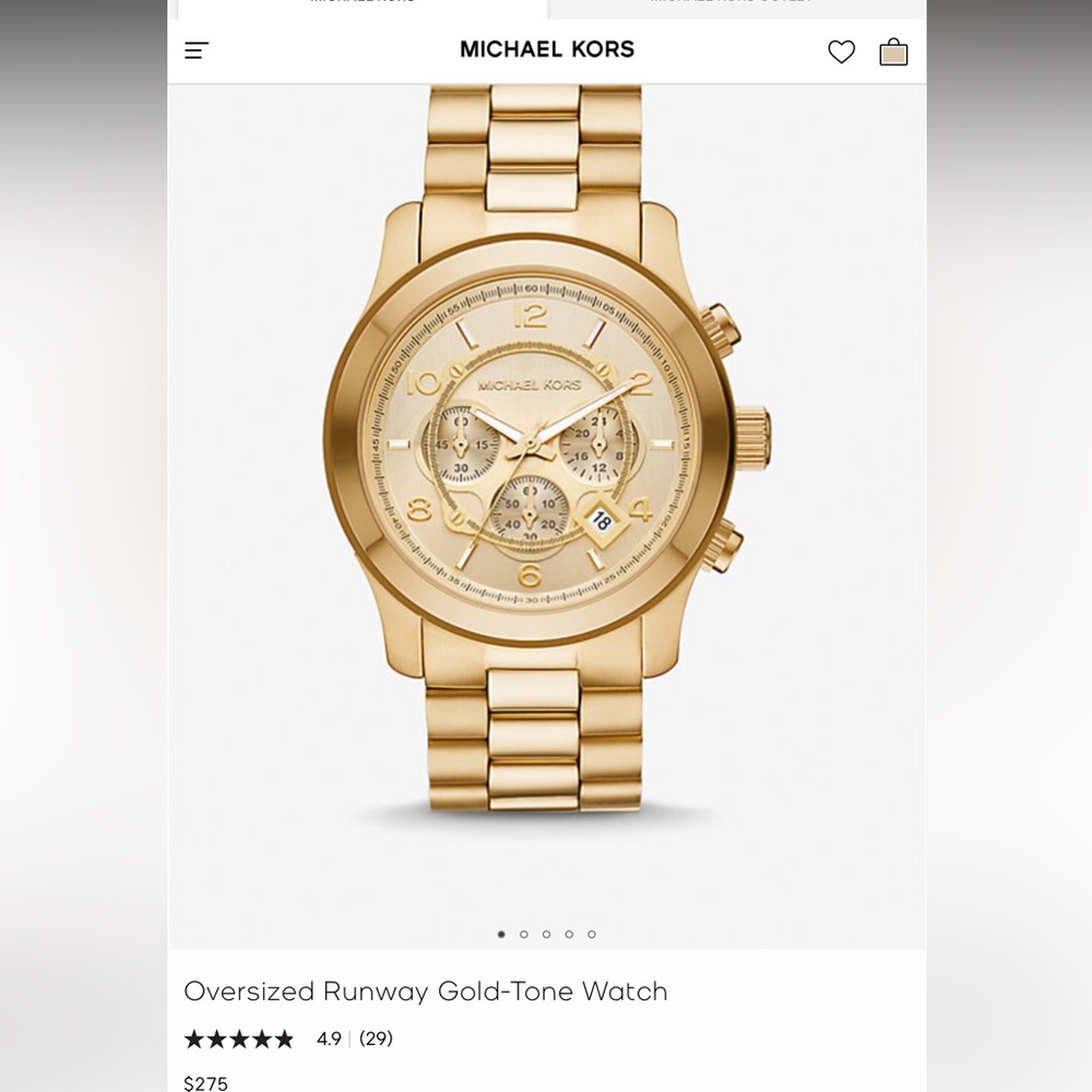 OVER SIZED GOLD WATCH Unisex Michael Kors Oversized Runway Gold-Tone Watch